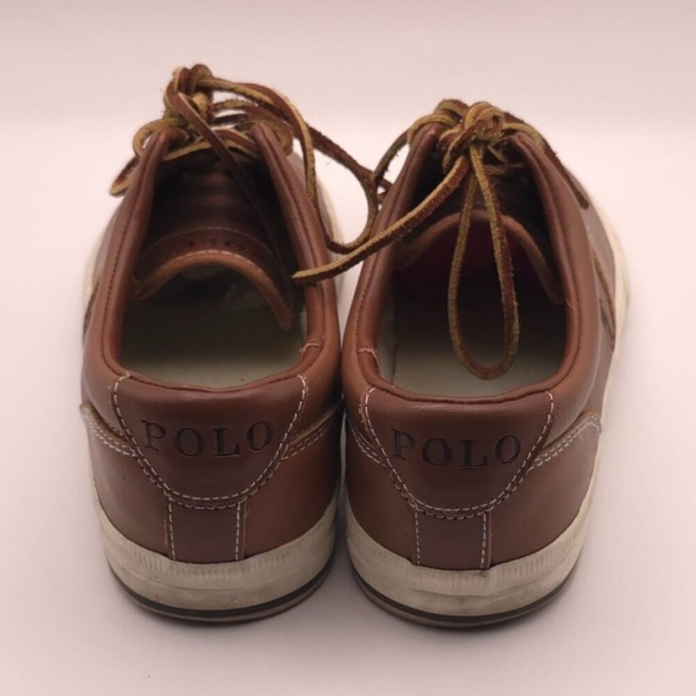 POLO RALPH LAUREN VAUGHN Size 8 D Brown SOFT LEATHER Lace Boat Shoes Men's - Picture 4 of 8